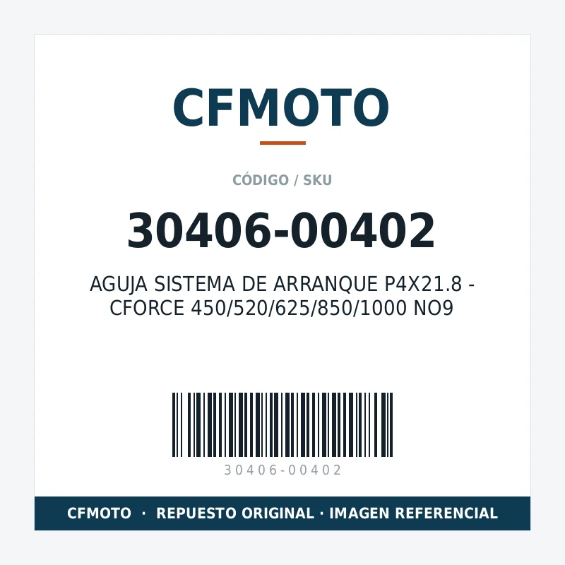 AGUJA SISTEMA DE ARRANQUE P4X21.8 - CFORCE 450/520/625/850/1000 NO9 CFMOTO 30406-00402
