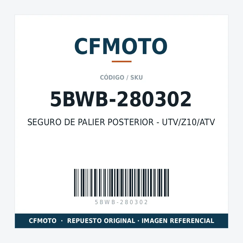 SEGURO DE PALIER POSTERIOR - UTV/Z10/ATV CFMOTO 5BWB-280302