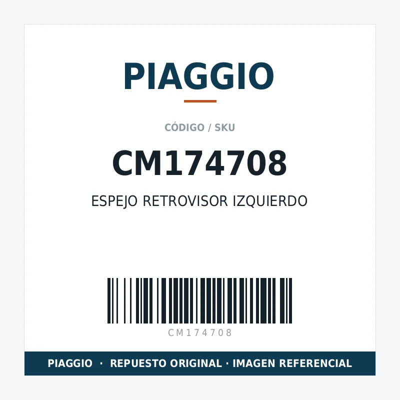 ESPEJO RETROVISOR IZQUIERDO PIAGGIO CM174708