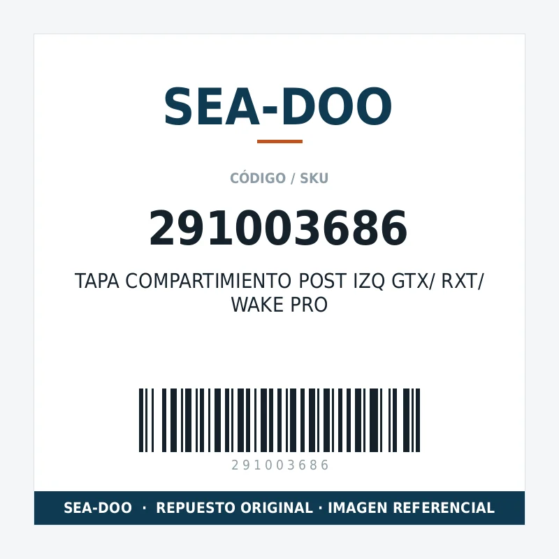 TAPA COMPARTIMIENTO POST IZQ GTX/ RXT/ WAKE PRO SEA-DOO 291003686