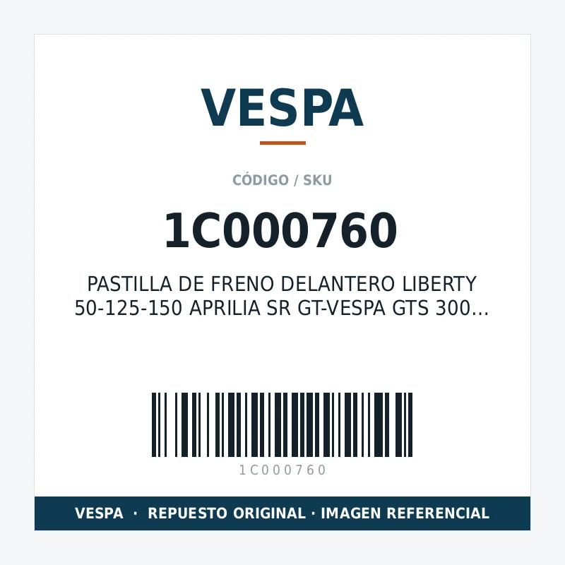 PASTILLA DE FRENO DELANTERO LIBERTY 50-125-150 APRILIA SR GT-VESPA GTS 300 PIAGGIO MEDLEY VESPA 1C000760
