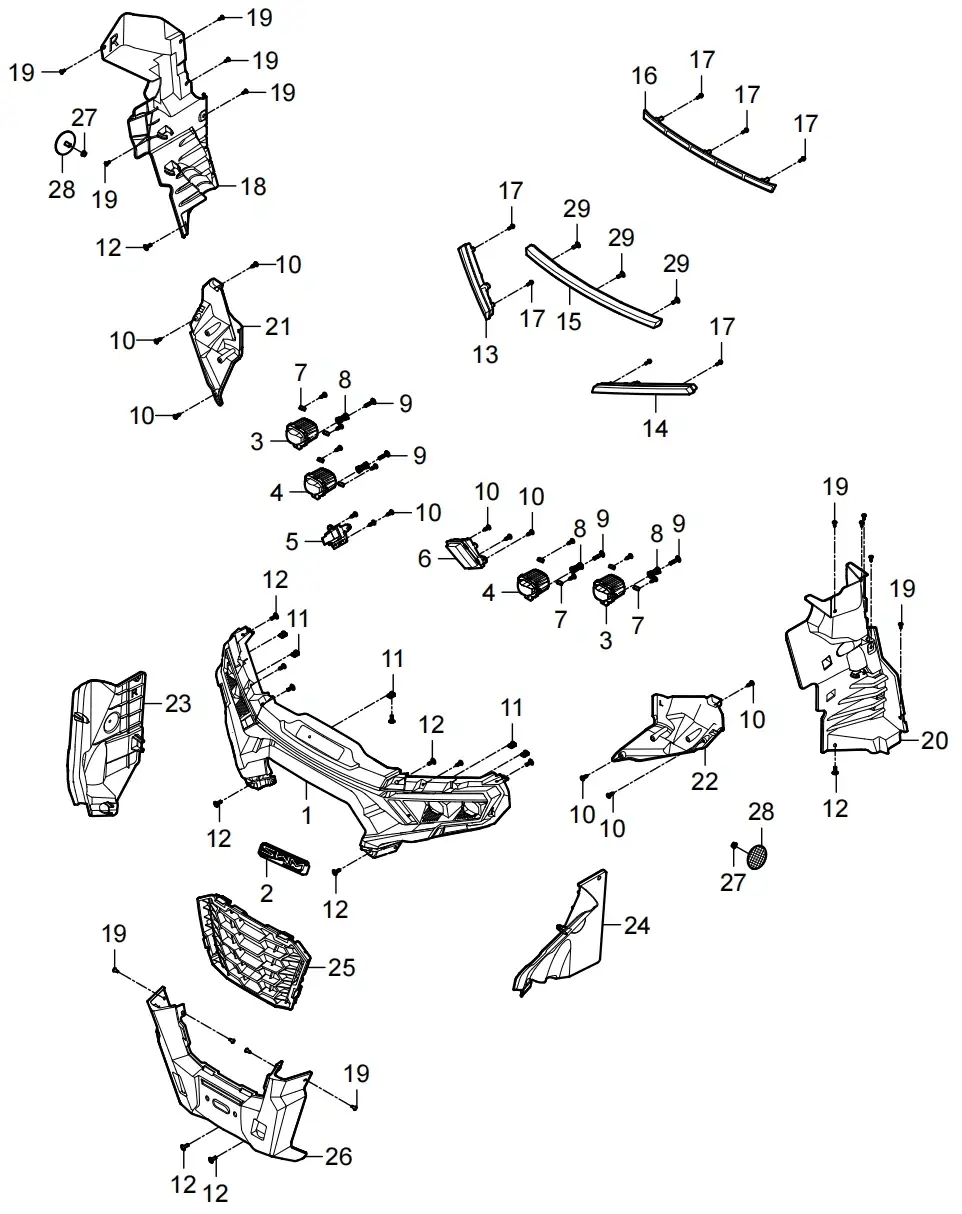 Despiece SWM – Panel de faros · variante A
